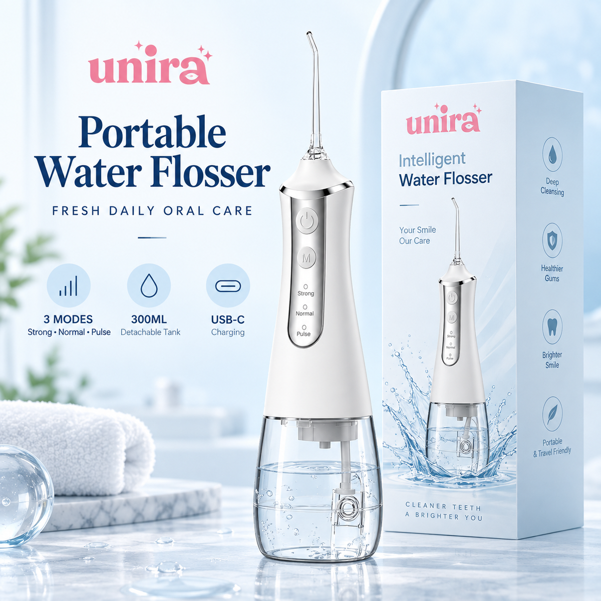 Unira 300 ml cordless water flosser