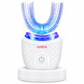 Adult U-Shaped Electric Toothbrush, Soft Silicone Mouthpiece, Wireless Charging, IPX7 Waterproof — White